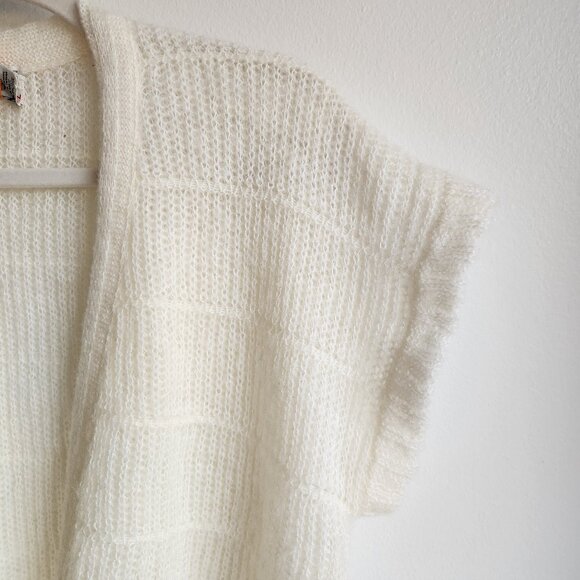 Oliver Paris Vintage Cream Open Front Knit Vest – Sz L (oversized) - Picture 3 of 13